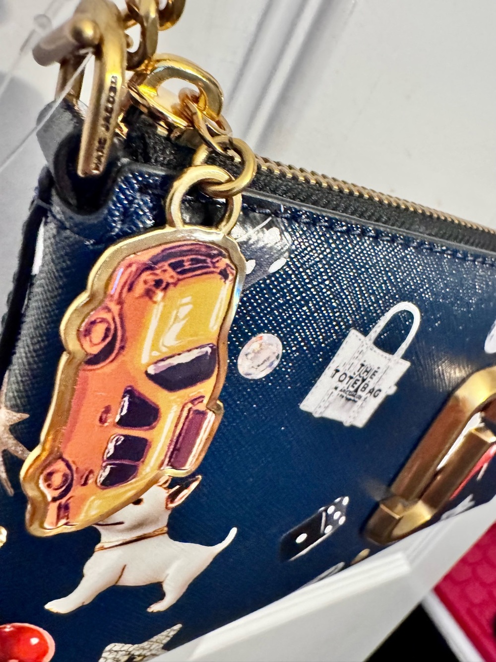 Marc Jacobs Navy Leather Mini Shoulder Bag with Multicolor Charm Accents - Picture 10 of 16